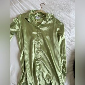 Princess Polly long Sleeve Satin Shirt Dress